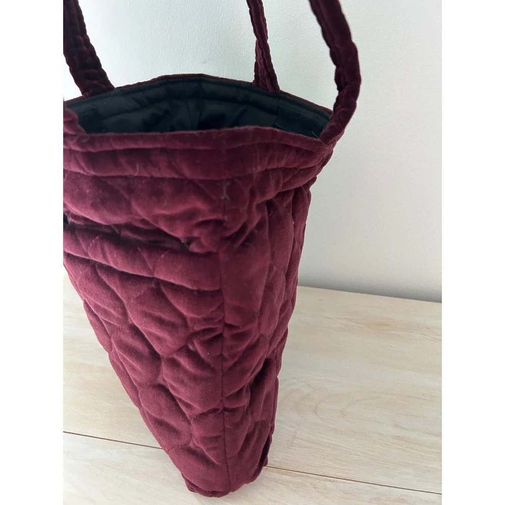 Daren's Bags Boho Burgundy Quilted Velvet Tote Shoulder Bag Handmade In Michigan